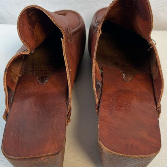 Womans 11B Vintage Leather Wood Clogs Hippie Boho EUC - Picture 5 of 16